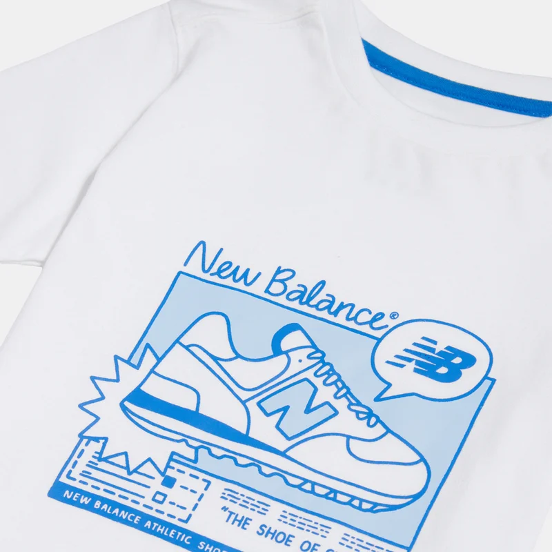 New Balance White Kids' Graphic T-Shirt and Shorts Set  | Best Price UAE